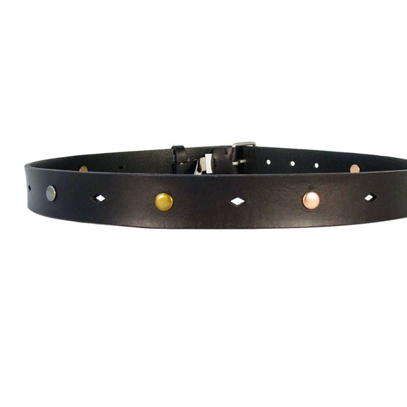 FOSSIL Tri-Color Copper Nickel Brass Stud Leather Hip Belt Women's M (31"-36") - Picture 3 of 5